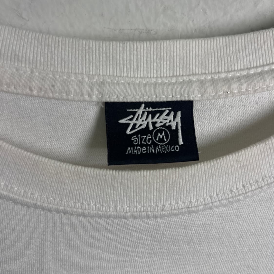 stussy 스투시 베이직 로고 화이트 반팔 티셔츠 M 상품이미지4