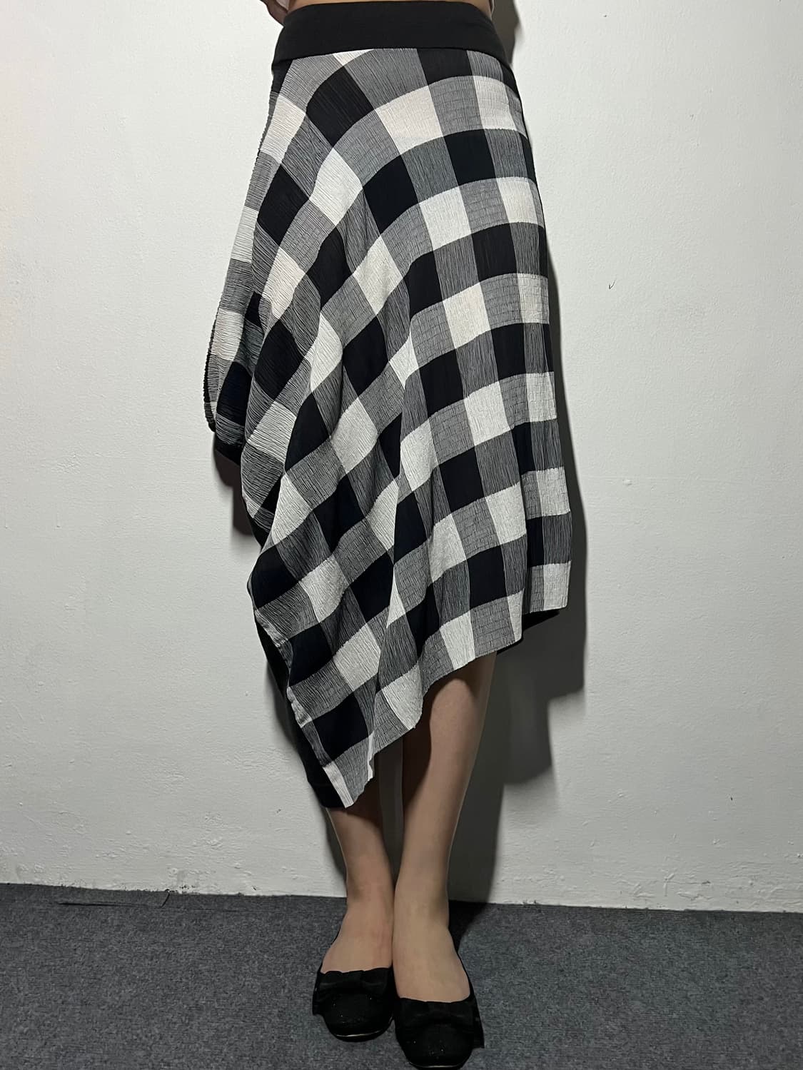 Y’s (Yohji Yamamoto) 체크 드레이프 스커트 상품이미지1