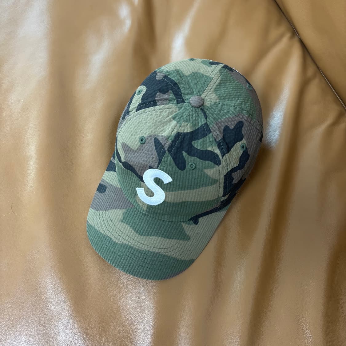 슈프림 S로고 6패널 볼캡 모자 24ss 시어서커 우드랜드 카모 상품이미지5
