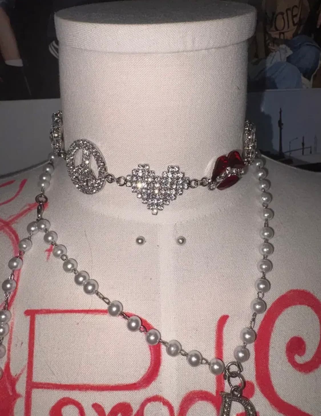 급전)) 빈티지 펑크 y2k 큐빅 보석 갸루 초커 목걸이 팝걸 상품이미지1