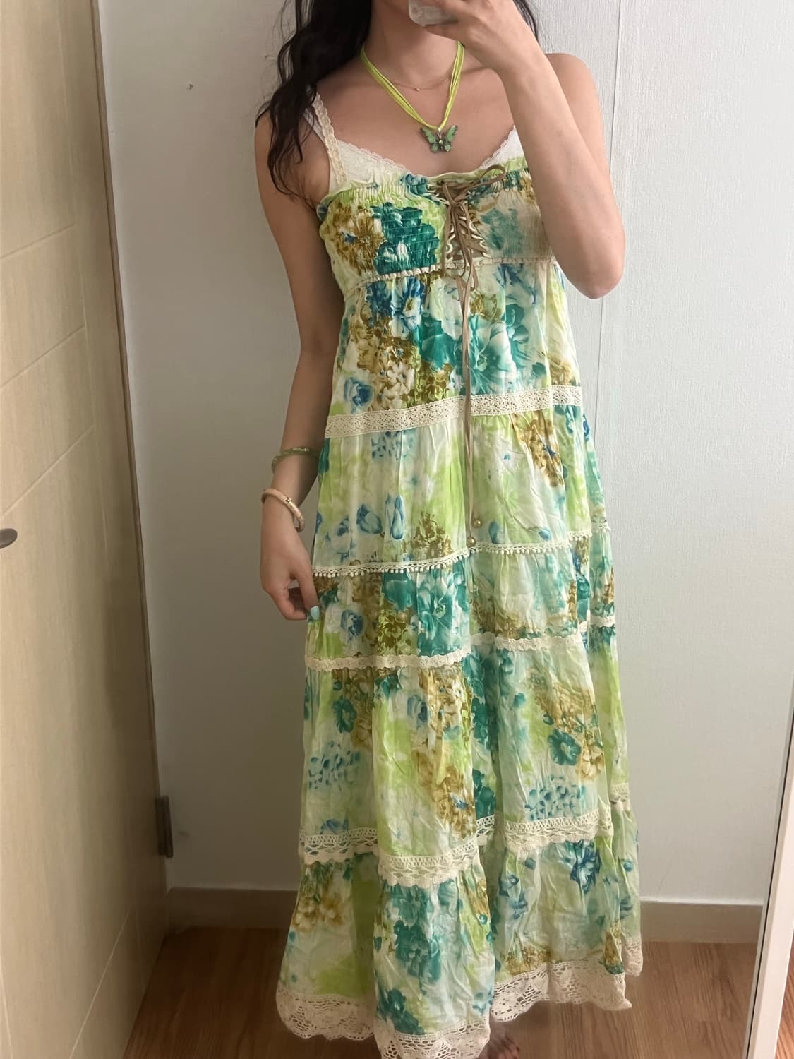 빈티지 모리걸 하구미 비치 글리터 롱원피스 대장!! 상품이미지1