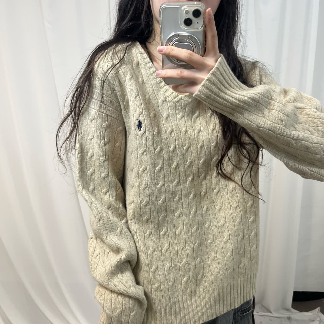 Polo Oatmeal Cable Knit 상품이미지3