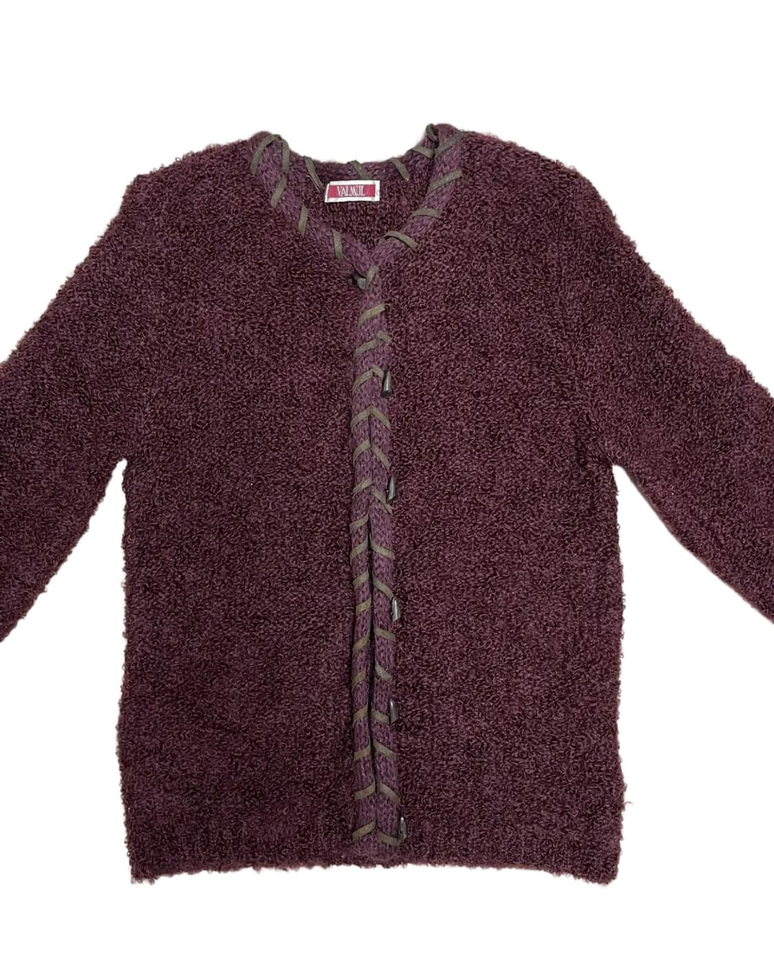Burgundy toggle button cardigan 상품이미지3