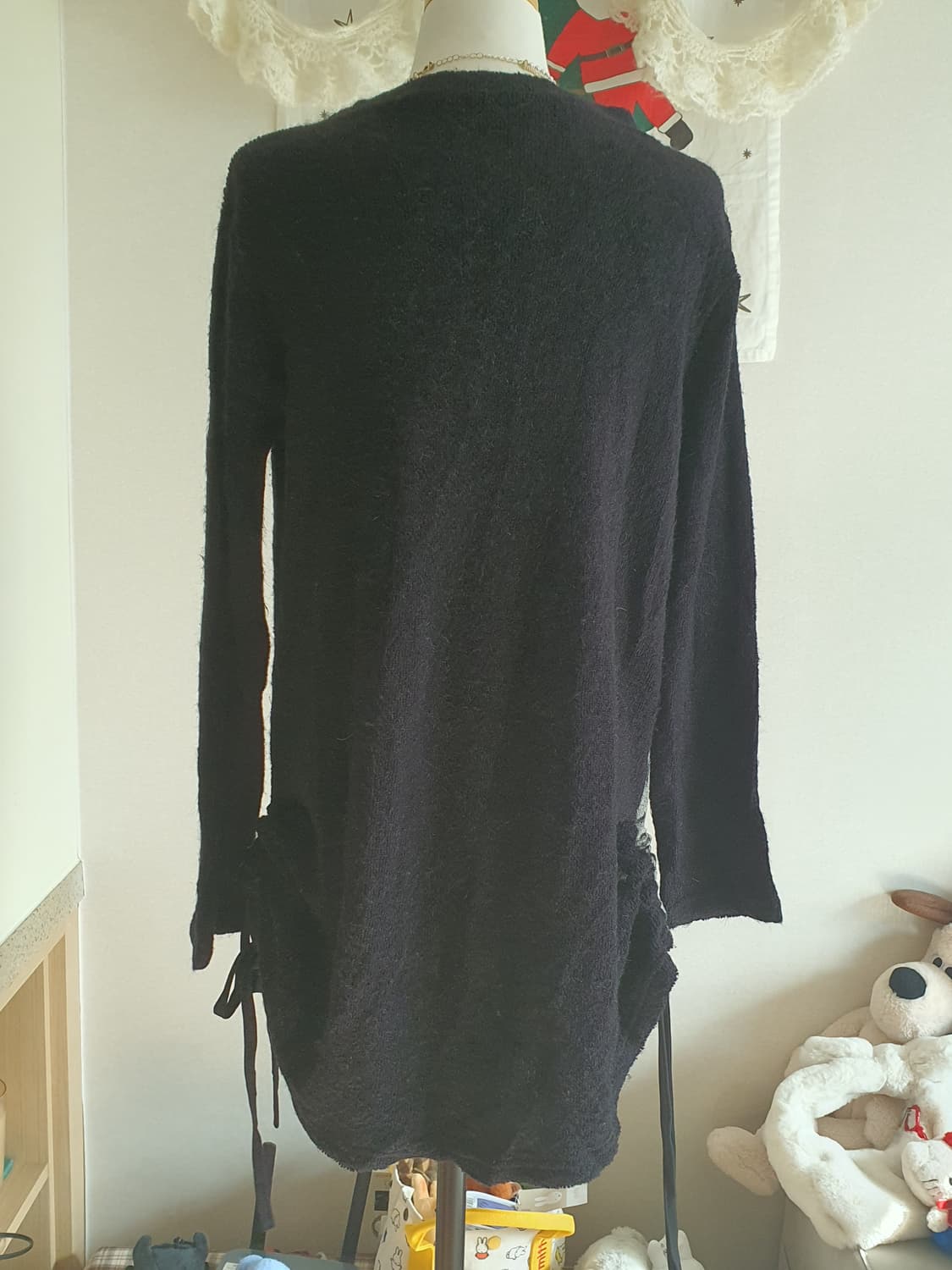 [갸루] 블랙/제브라 패턴 롱 니트 원피스 상품이미지3