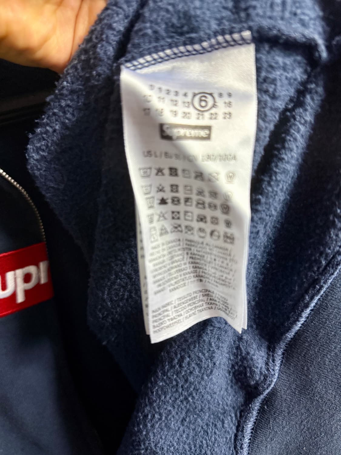 슈프림 x MM6 메종 마르지엘라 박스로고 집업 네이비 L사이즈 판매 상품이미지7