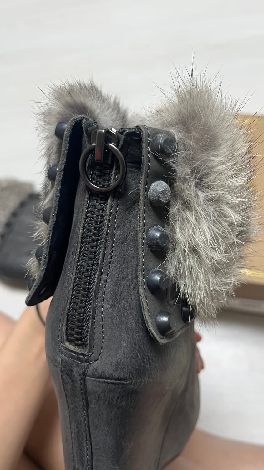 ash 아쉬 퍼 트리밍 가보시 웨지부츠 38 1/2 챠콜 상품이미지4