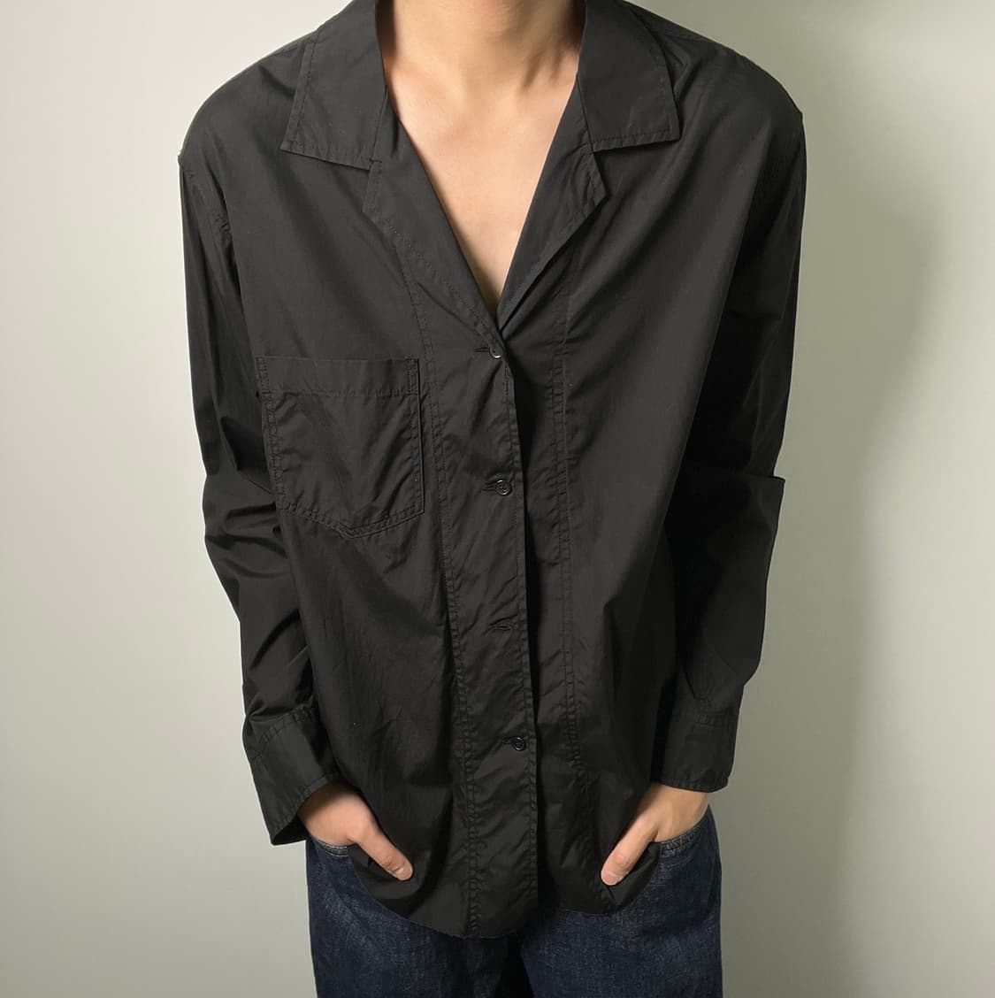 sulvam 설밤 브로드 컷오프 오픈 칼라 셔츠 M 상품이미지1