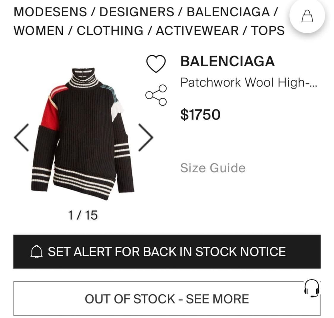 발렌시아가 블랙 패치워크 하이넥 니트 상품이미지2