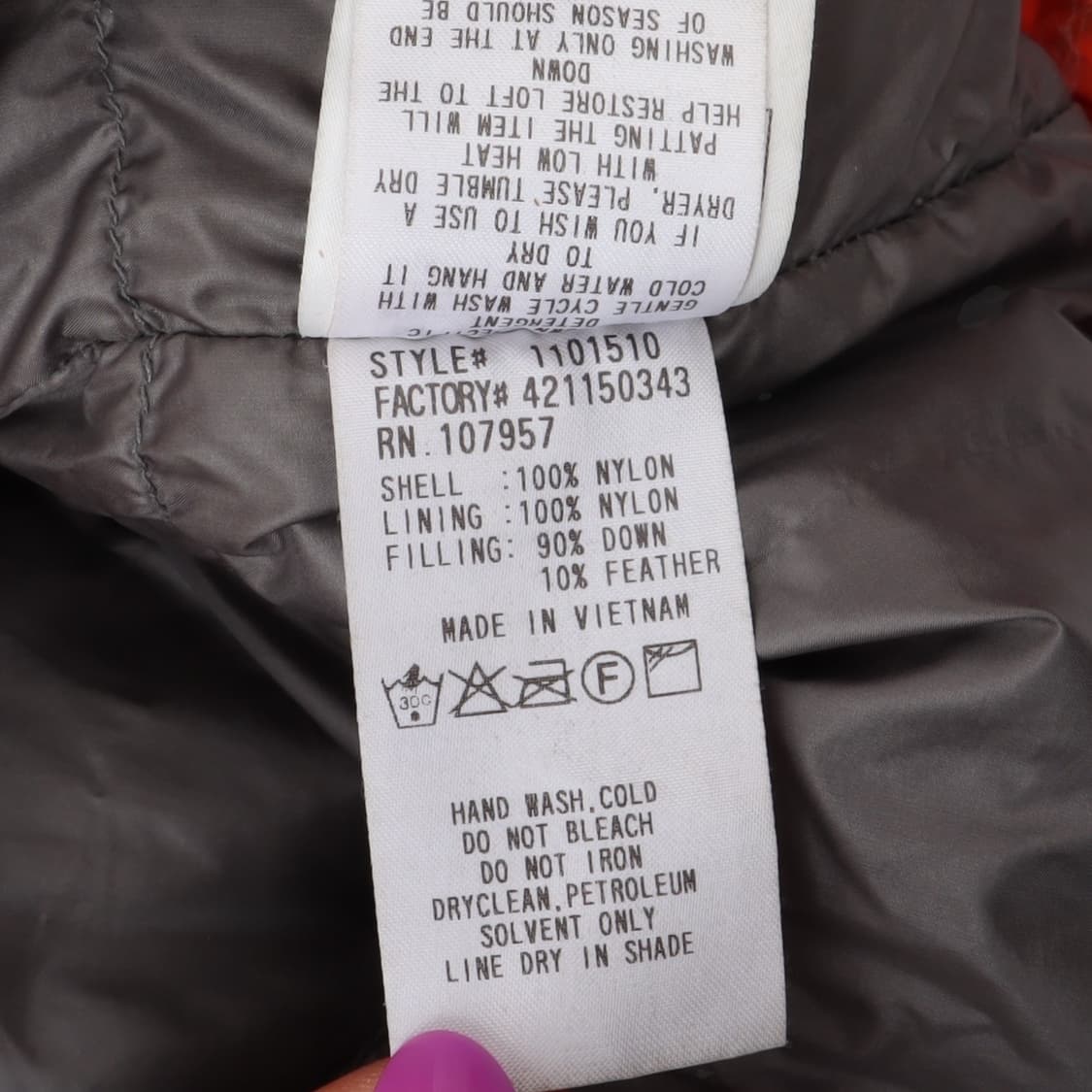 몽벨 오렌지 ex800 나일론 쉘 다운 패딩 상품이미지10