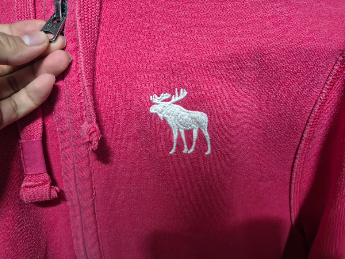 00's 아베크롬비앤피치 순록 핑크 후드집업 상품이미지3