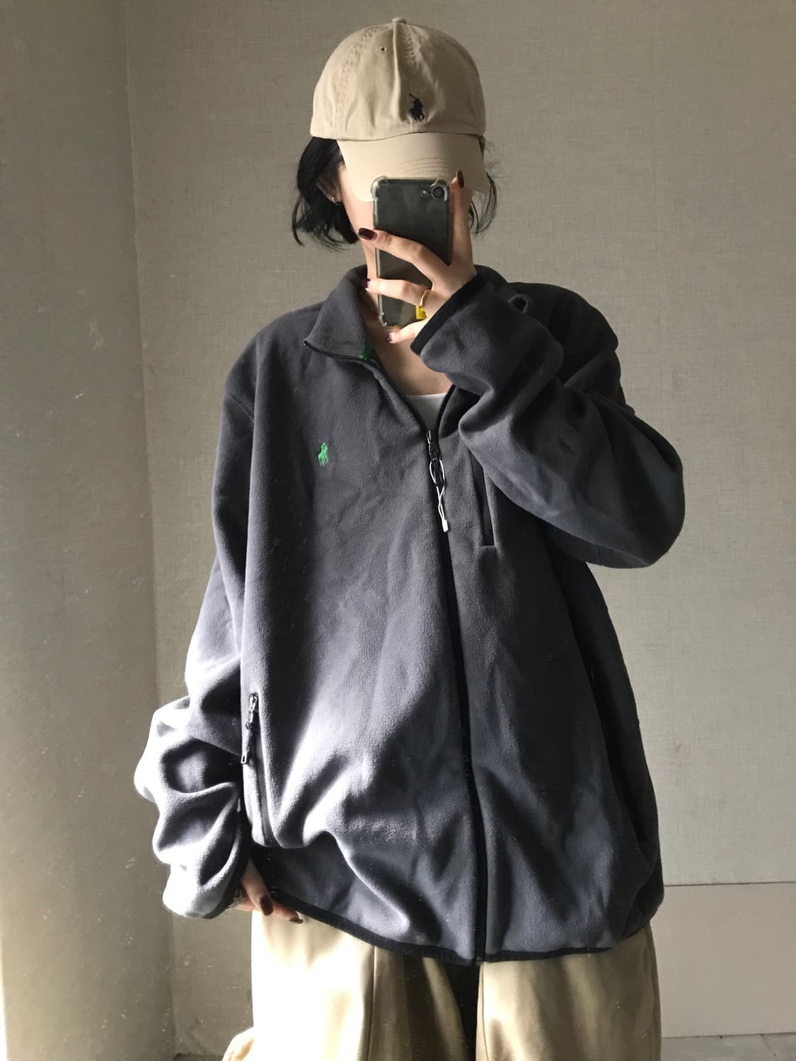 폴로 그레이 오버핏 후리스 상품이미지2