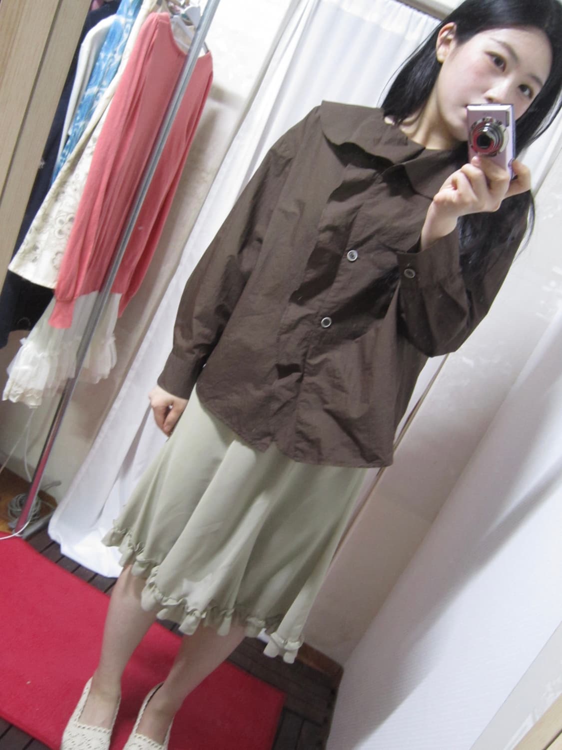 frill brown volume blouse top 상품이미지2