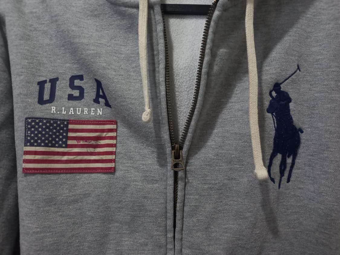 폴로 POLO 빅포니 성조기 USA 그레이 후드집업 95/M 상품이미지2