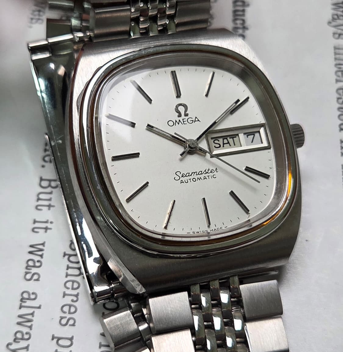 빈티지 오메가 씨마스터 테레비 데이데이트 실버판 (일자형 브슬 ver) 상품이미지1