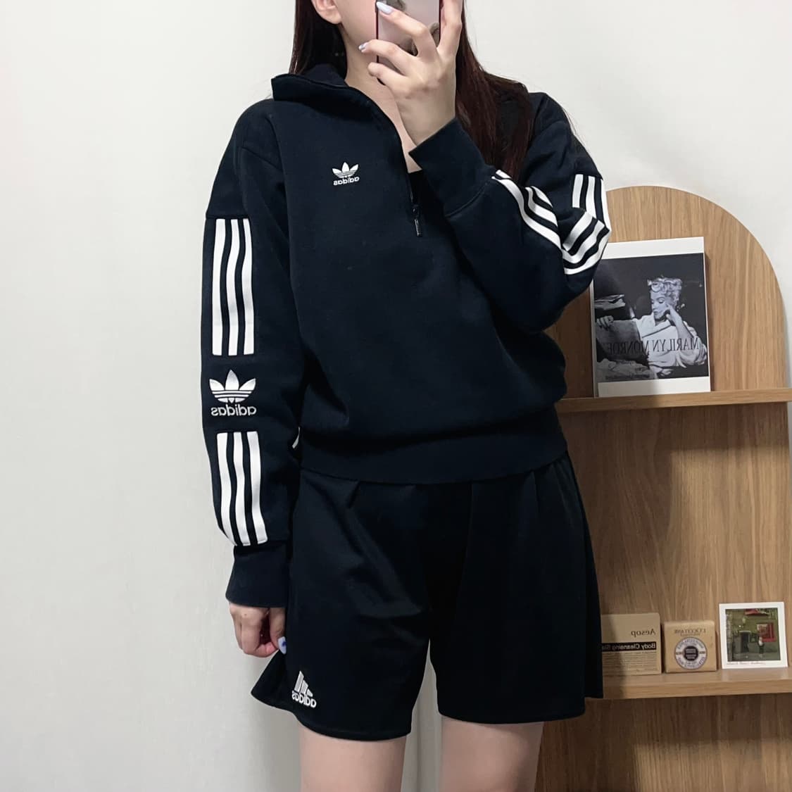 [정품] 아디다스 블랙 트레포일 하프집업 [ US XS ] 상품이미지1