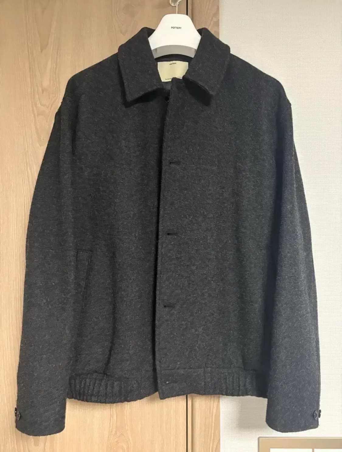 [3]포터리 멜튼 울 블루종 멜란지그레이 팝니다 상품이미지1