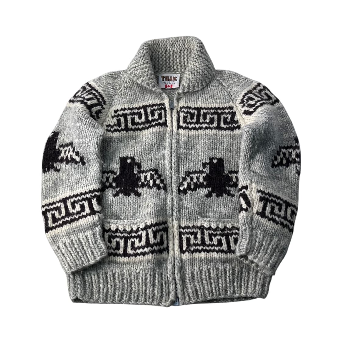 100 TUAK 캐나다 숄카라 코위찬 울 니트 집업 상품이미지1