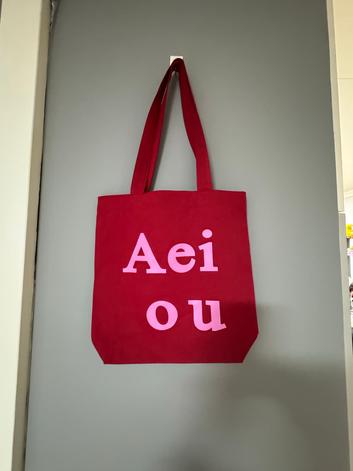 Aeiou 아에이오우 토마토 핑크 색상 에코백 거의새것 상품이미지3