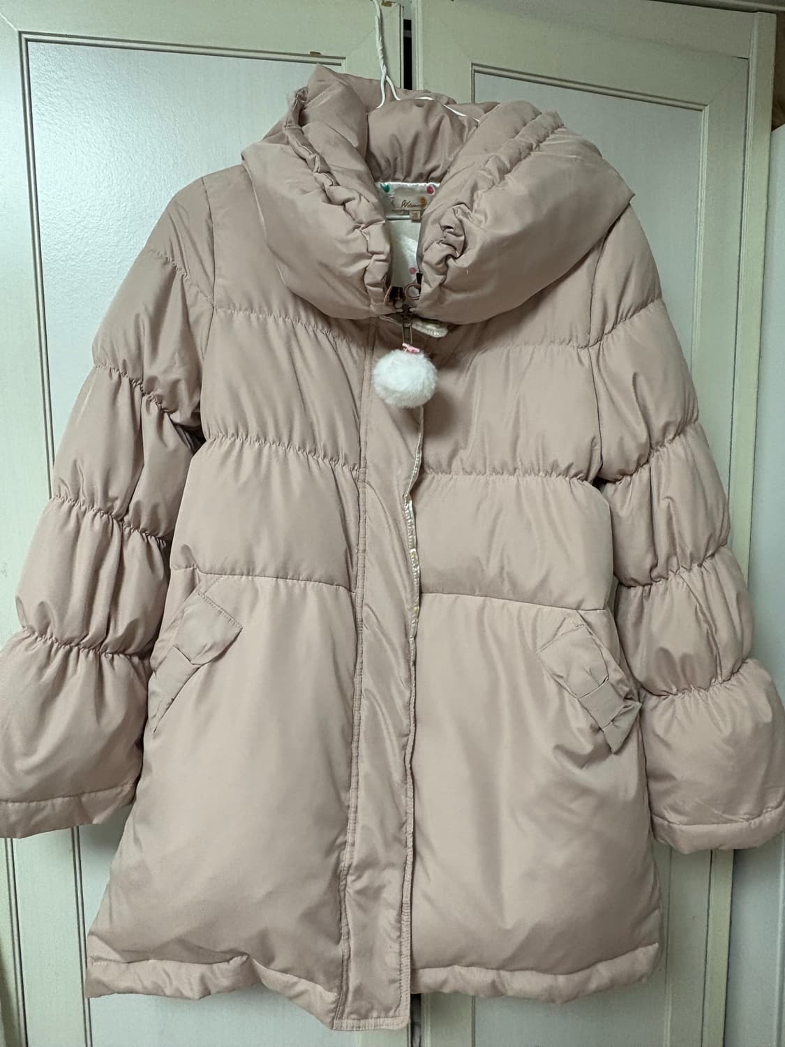 빈티지 핑크 리본 패딩 상품이미지1