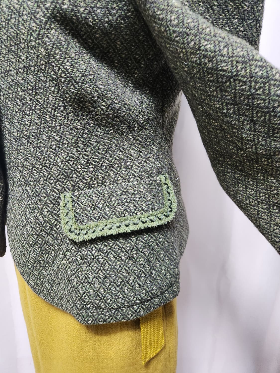 엘르 그린 패턴 크로셰 디테일 자켓 상품이미지3