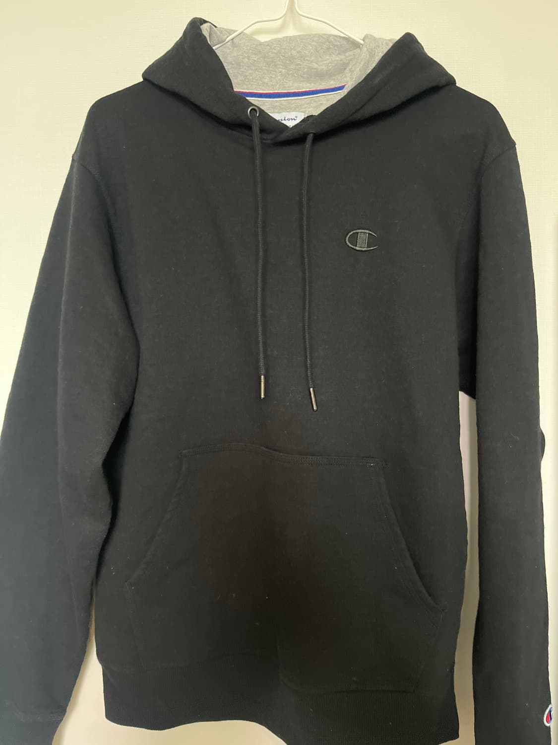 챔피온 배색 검정 후드티 상품이미지4