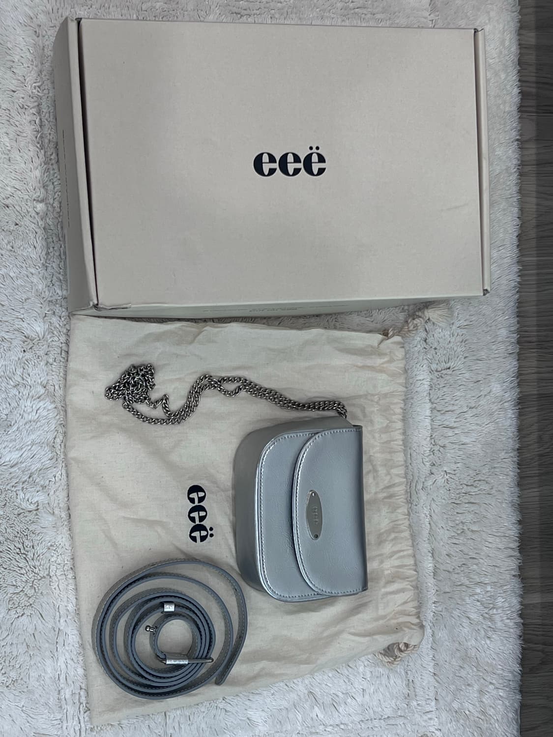 eeë eee 이이에 비비 미니 크로스 백 마이크로백 실버 상품이미지3