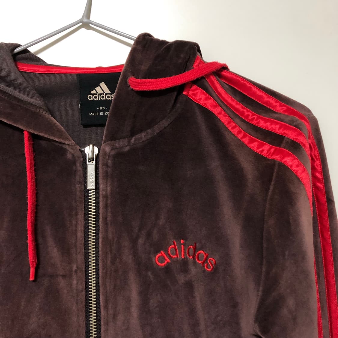 아디다스 벨벳 크롭 후드 져지 상품이미지3