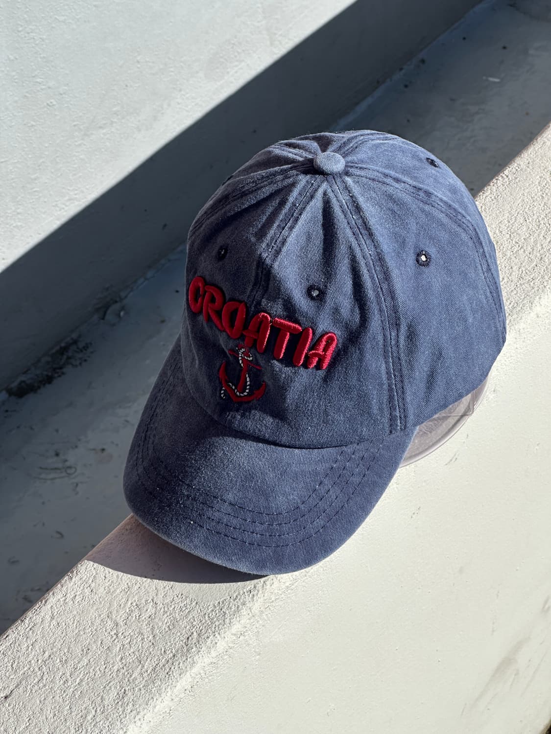 [F] 빈티지 크로아티아 네이비 워싱 볼캡 모자 상품이미지2