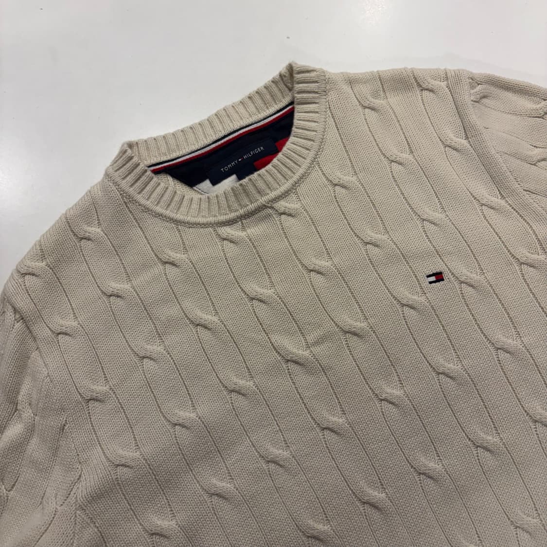 [S] 타미힐피거 케이블 니트 스웨터 아이보리 C287 상품이미지3
