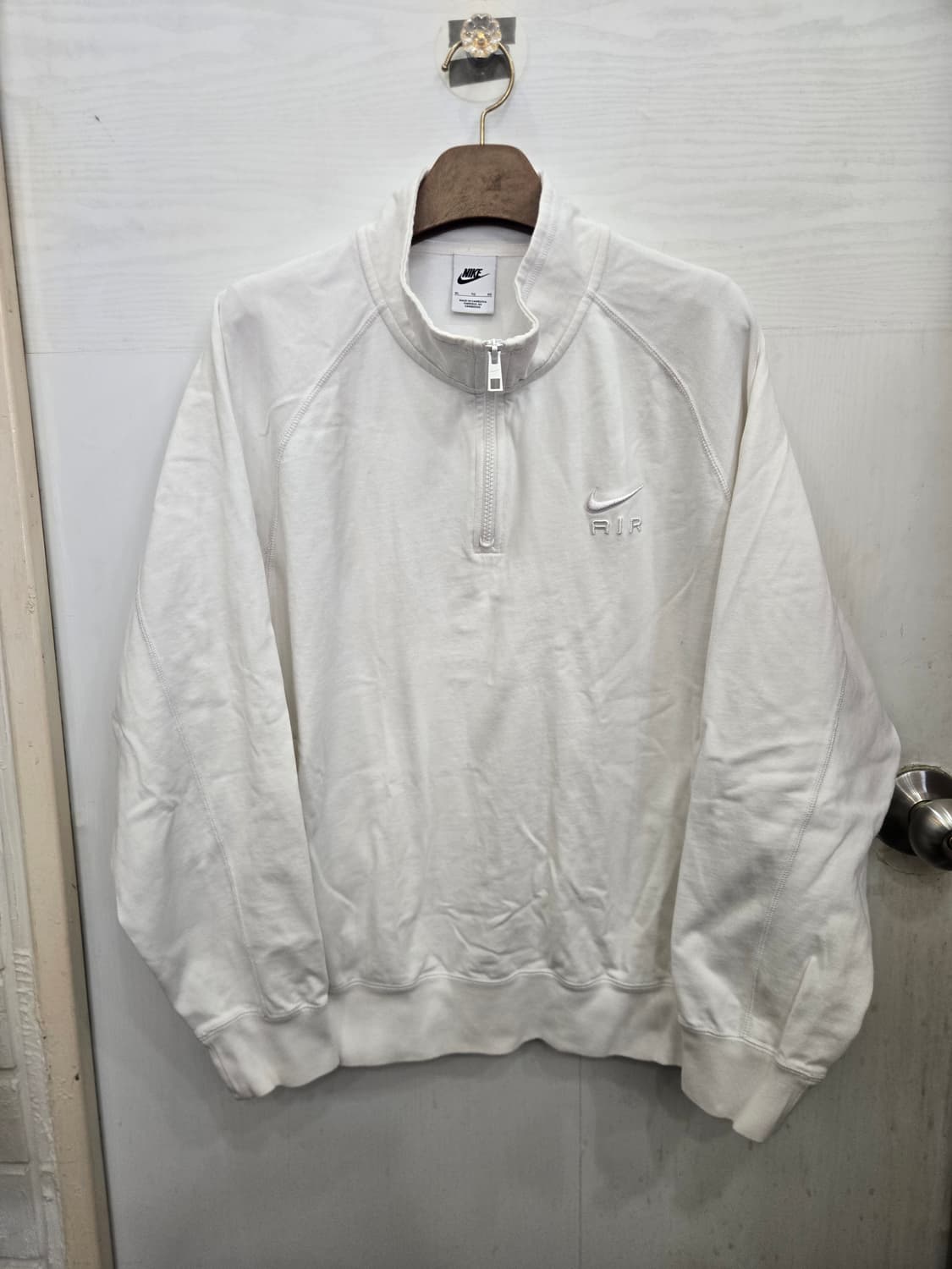 105,XL)) NIKE AIR 나이키 에어 올 화이트 반집업 긴팔티셔츠 상품이미지1