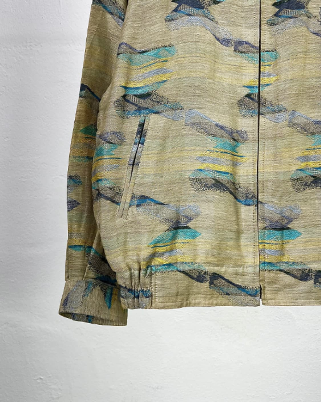 80s 이브 생로랑 풀오버 트라우트 리넨 블루종 자켓 상품이미지4