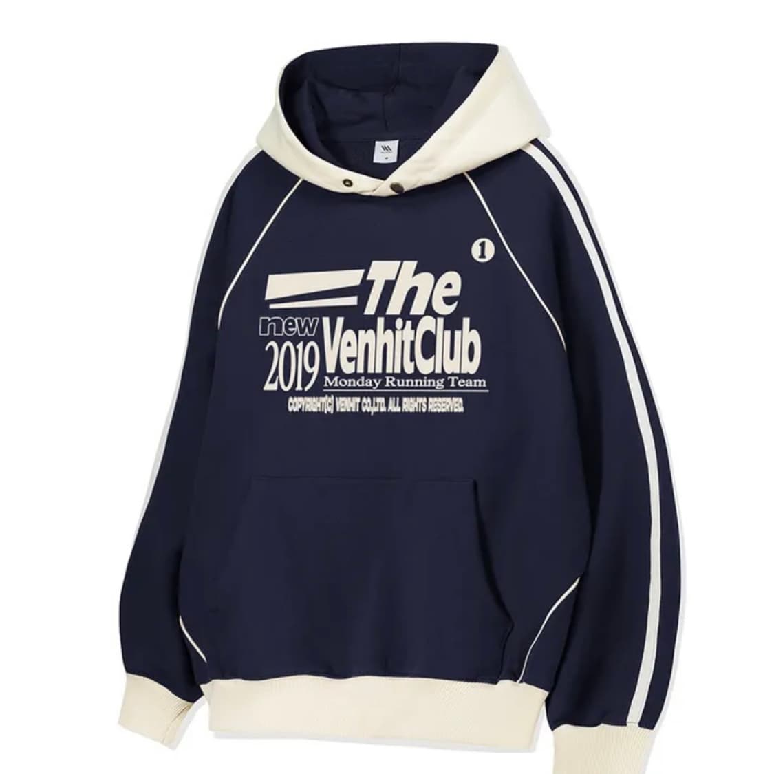 벤힛 레글런 파이핑 후드티 네이비색 상품이미지1