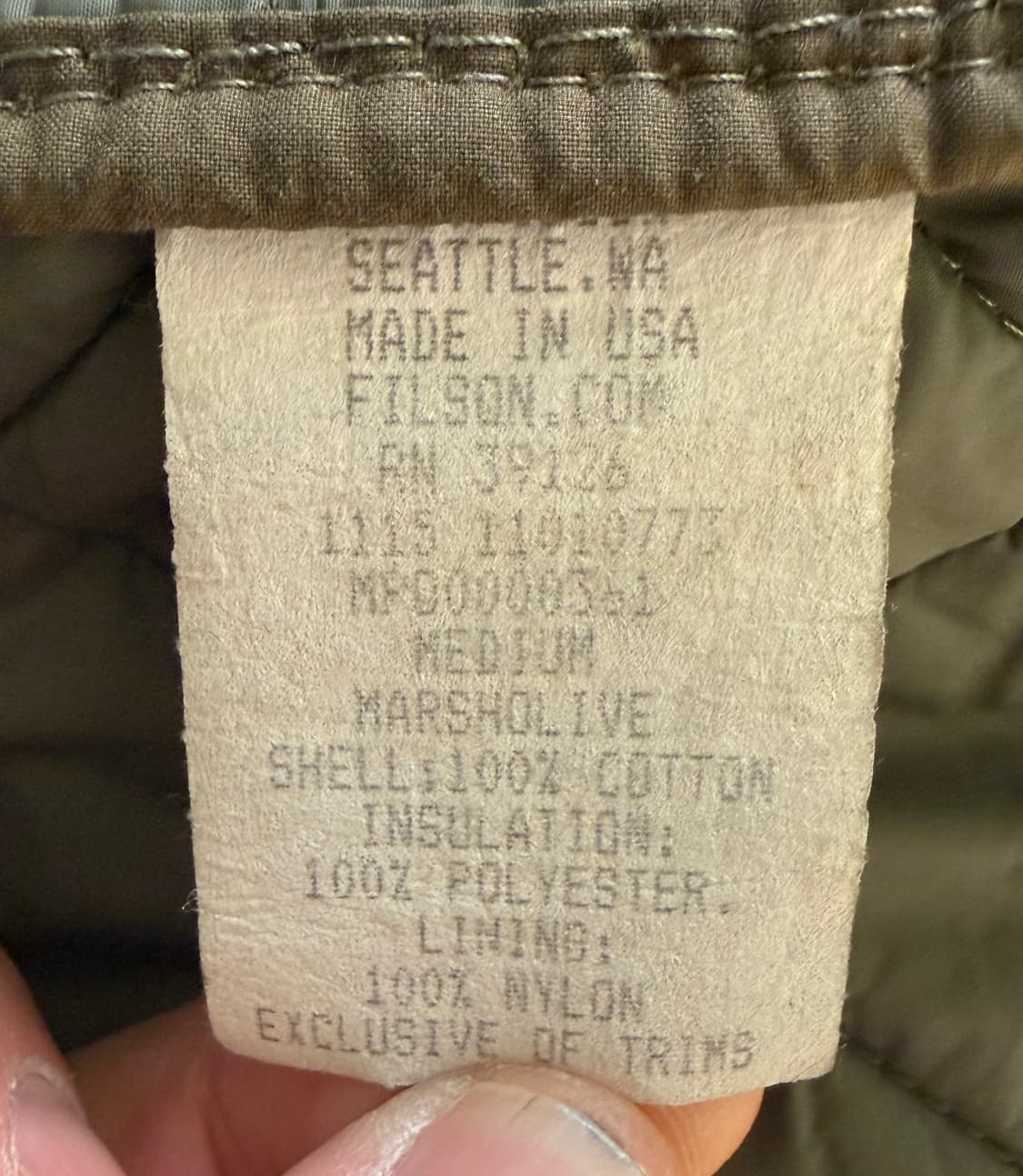 Filson Quilted Field Jacket Marsh Olive  상품이미지9