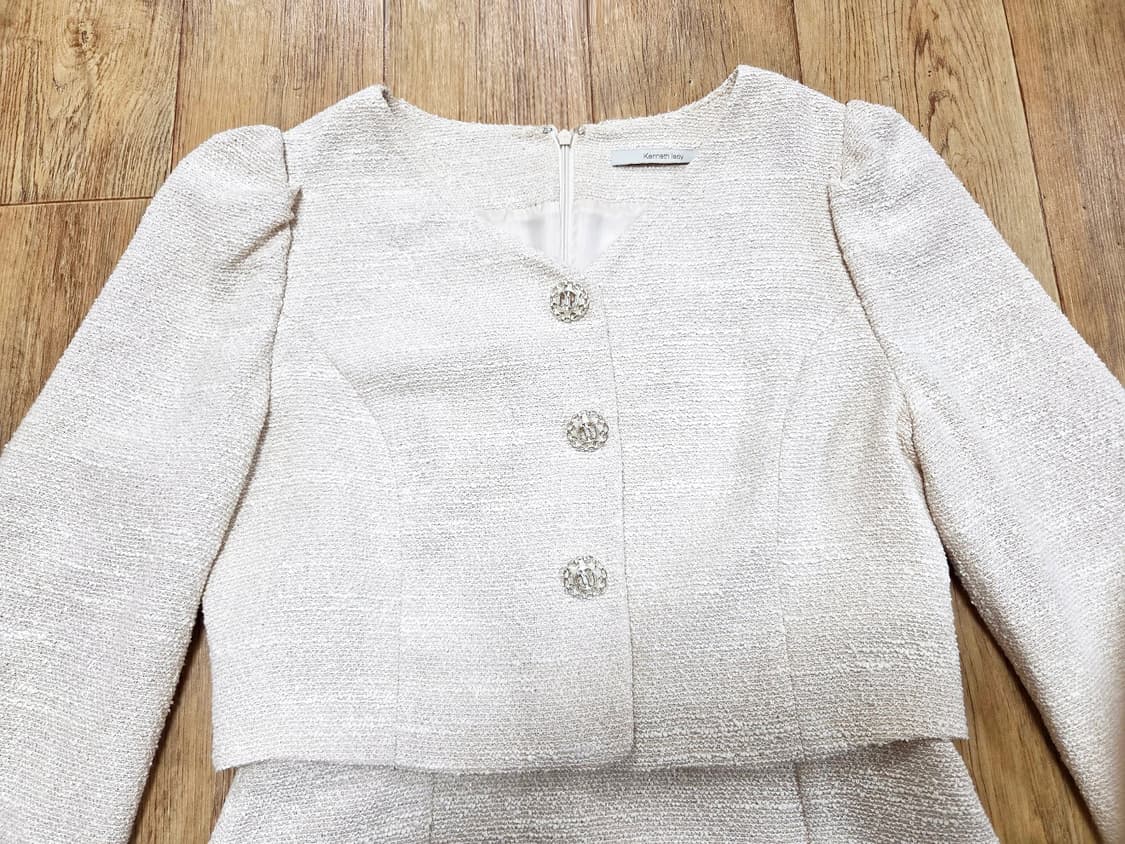 케네스레이디(kenneth lady) V넥 트위드원피스 55 새상품 상품이미지5