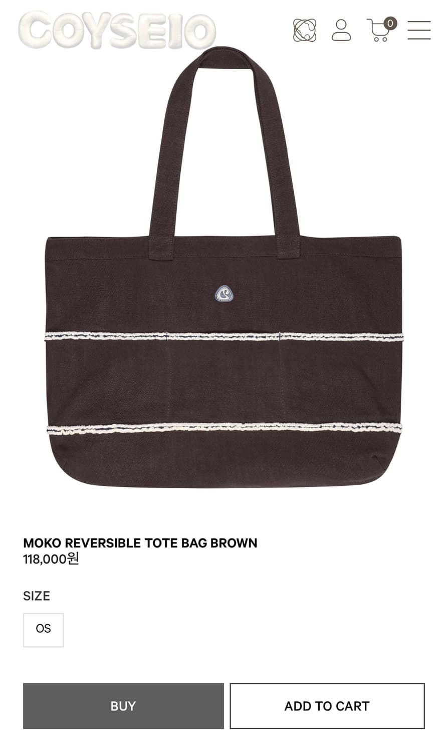 Coyseio 코이세이오 moko 리버서블 가방 브라운 상품이미지1