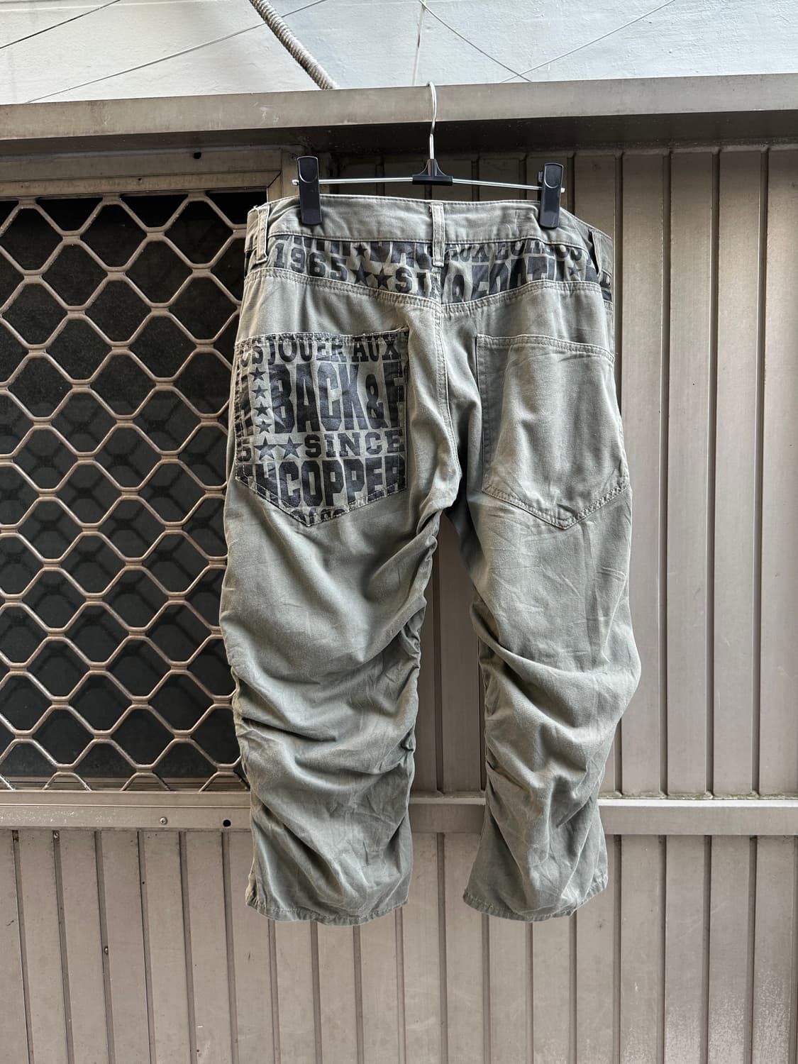 00s vintage khaki shirring zipper pants 상품이미지5