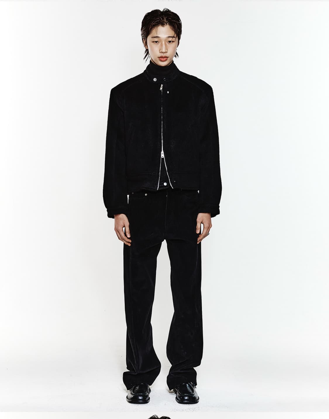 알렌느 3D 패디드 알파카 바이커 자켓 블랙 상품이미지2