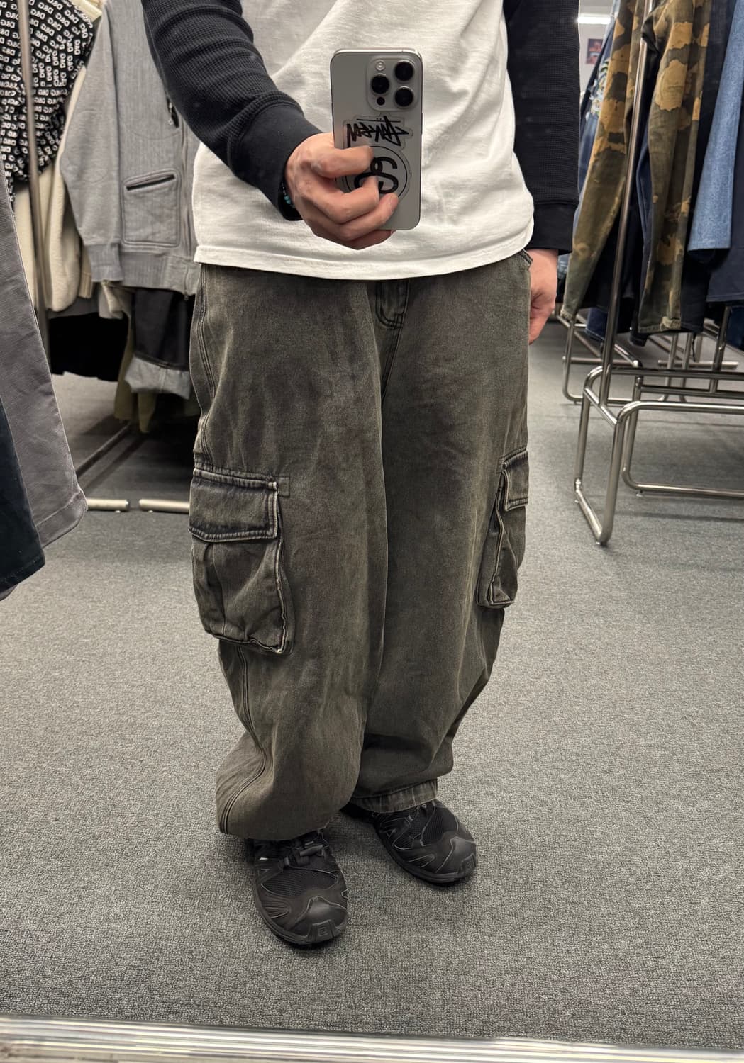 OS)Glamour vintage 워싱 데님 와이드 카고 팬츠 상품이미지2