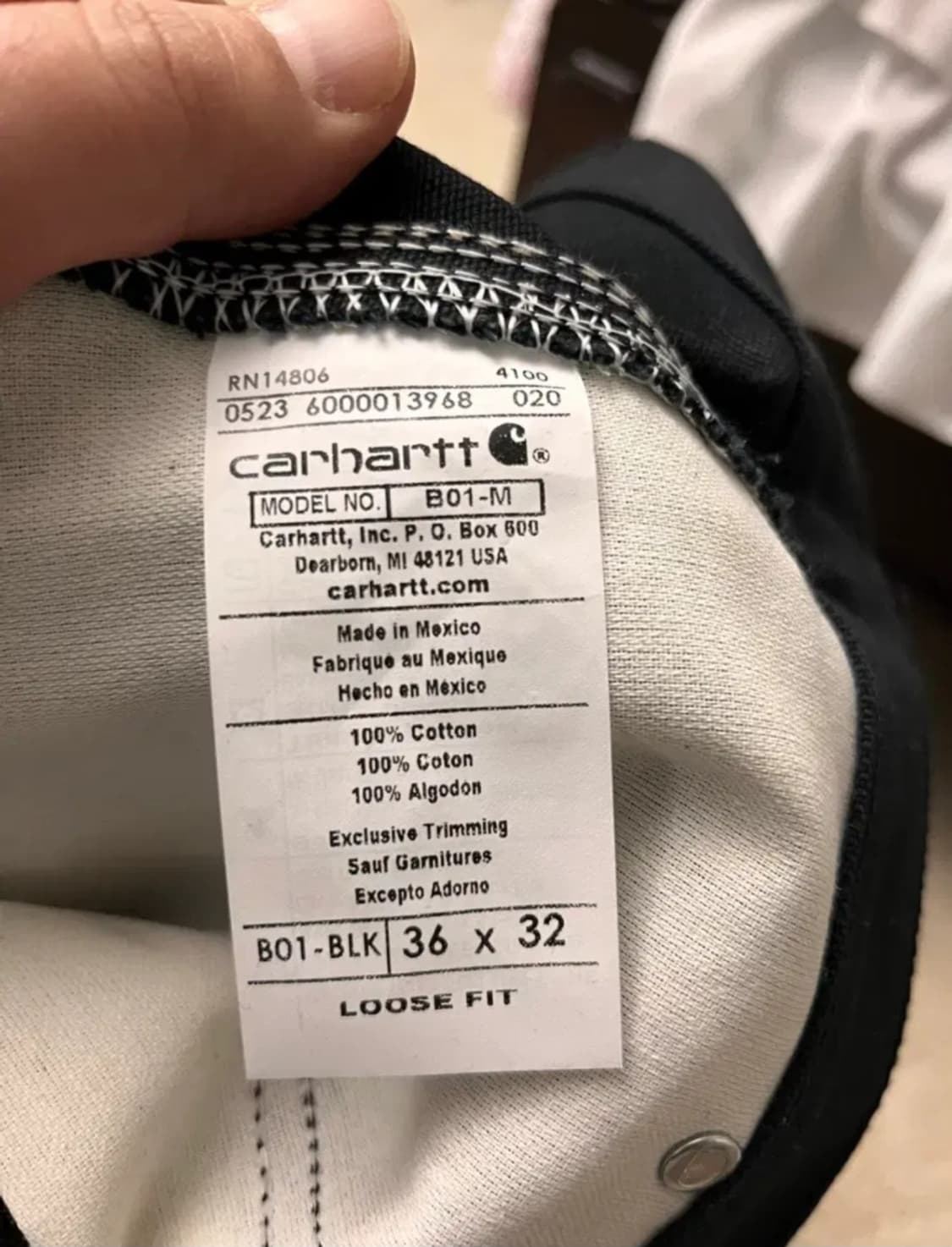 [새제품]칼하트 B01 더블니 워크팬츠 블랙 36x32 상품이미지4