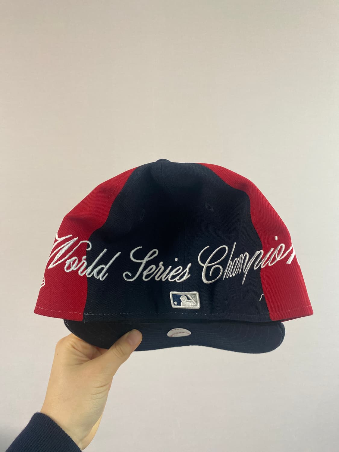 MLB 뉴욕 양키스 스크립트 스플릿 패널 피티드캡 화이트/네이비 상품이미지3