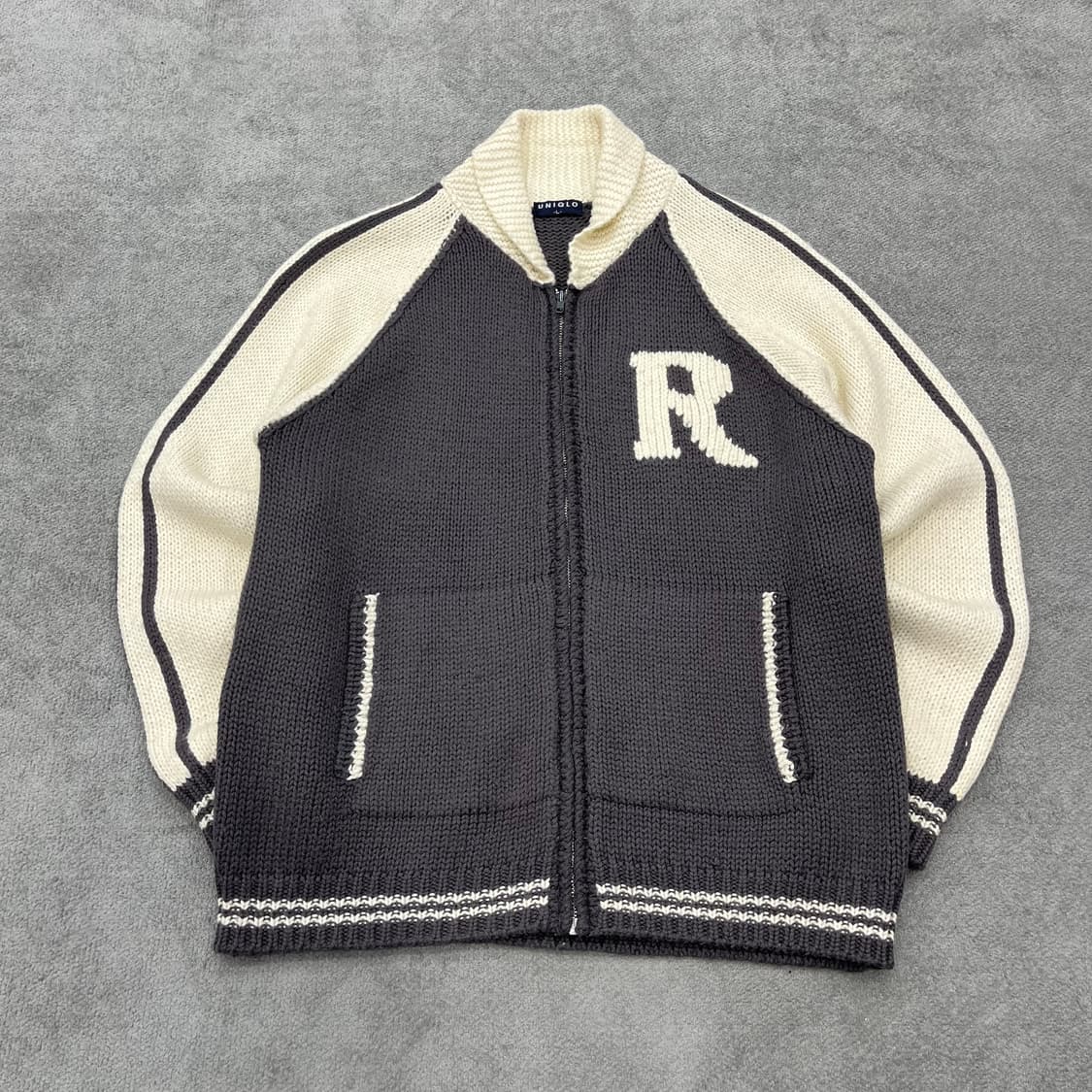 L 유니클로 재팬 니트 집업 상품이미지1