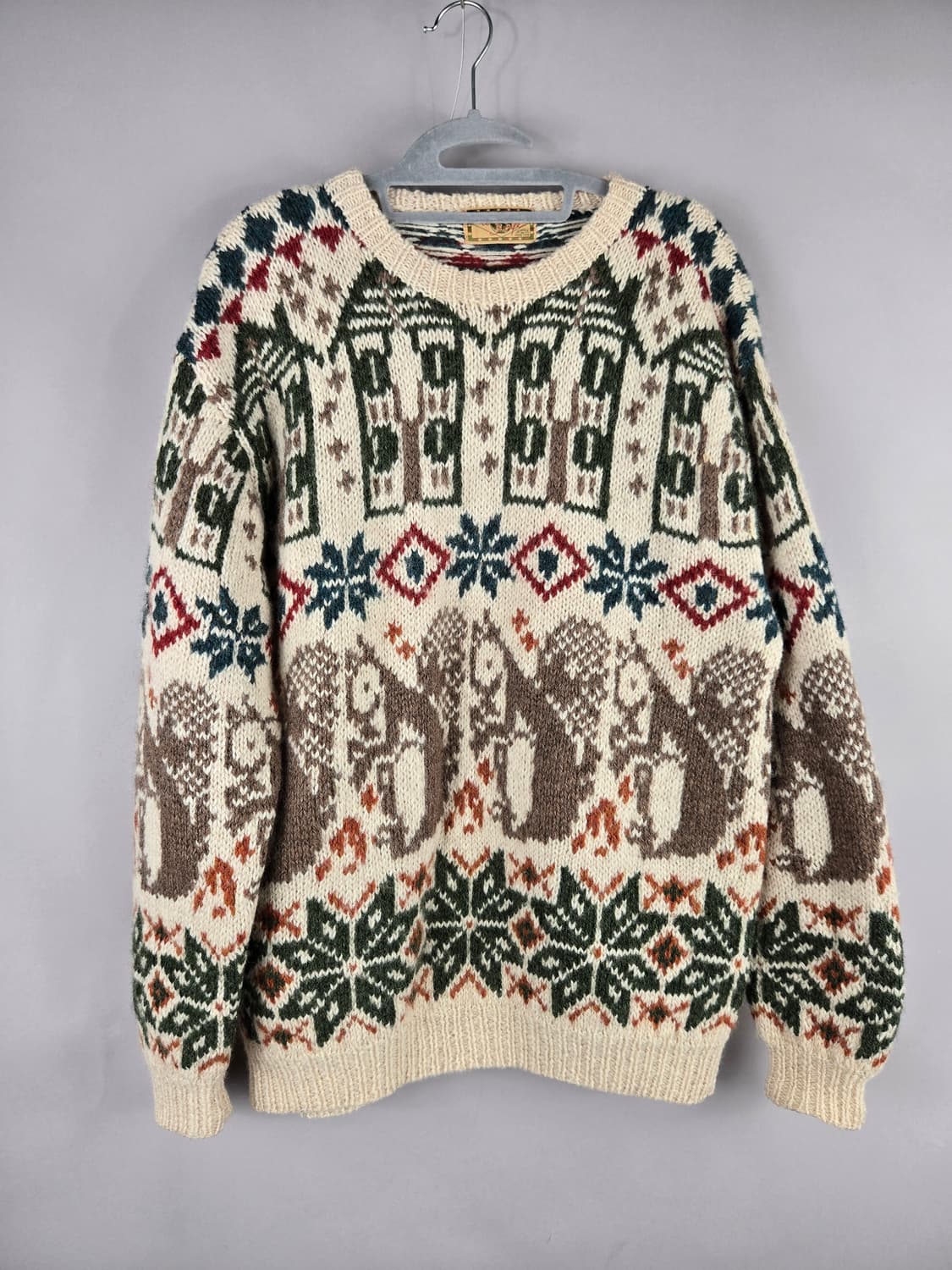 [무료배송] 다람쥐 크리스마스 노르딕 양모 울100 일본 스웨터 니트 상품이미지1