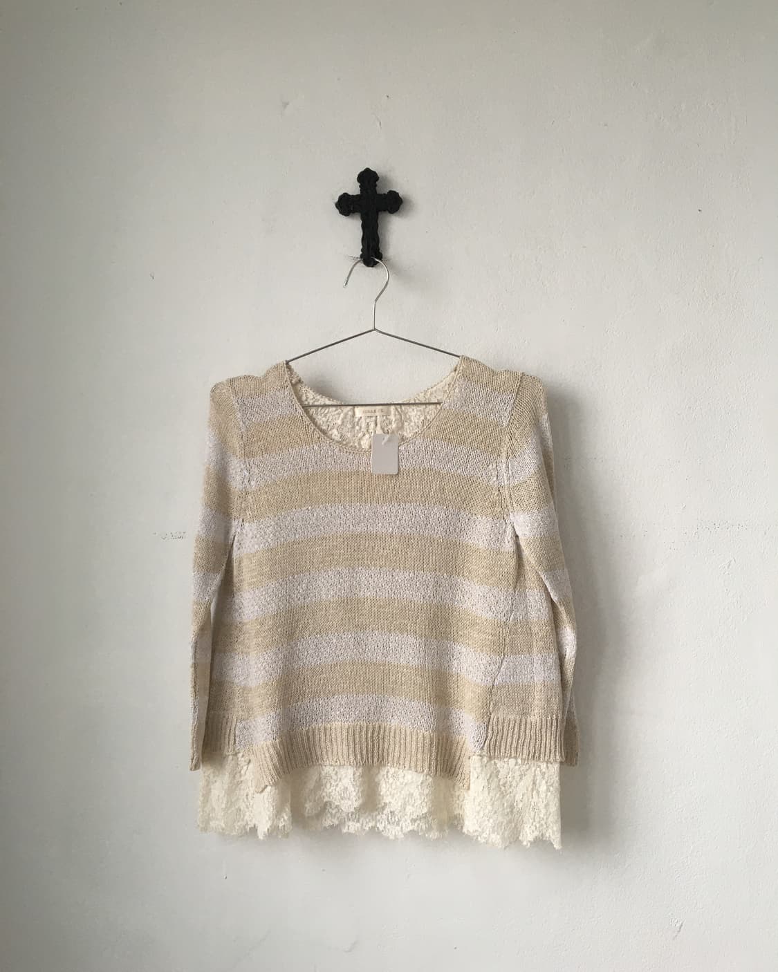 Crochet layered stripe knit 상품이미지1