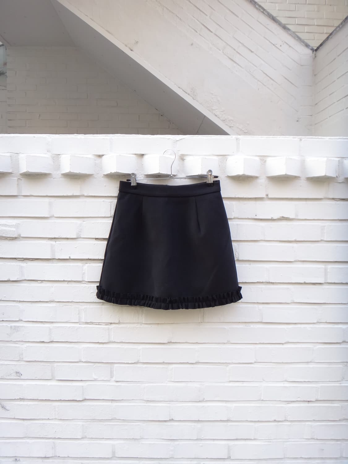 Warm mini frill skirt / black  상품이미지1