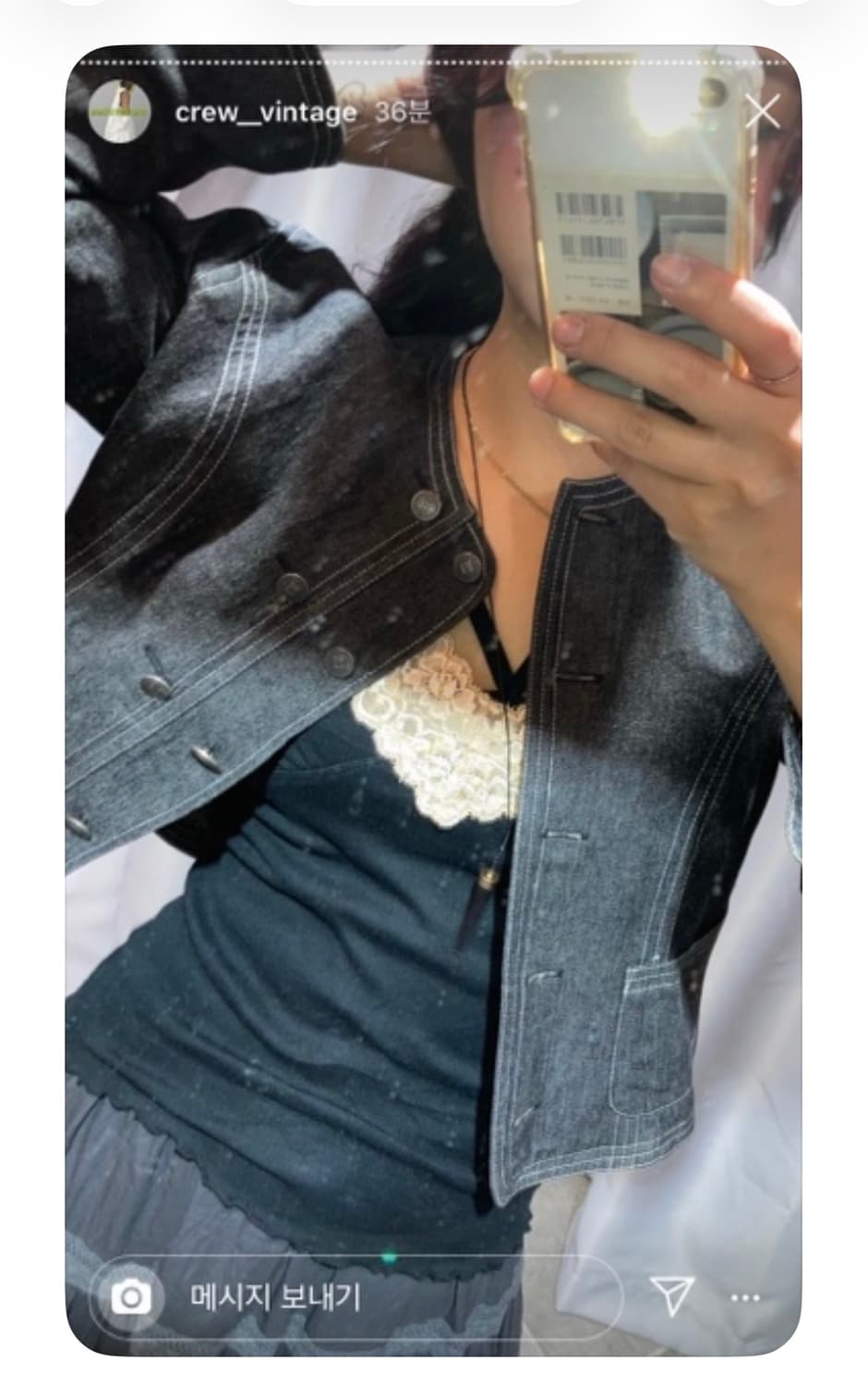 크루빈티지 투버튼 흑청 데님 자켓 상품이미지1