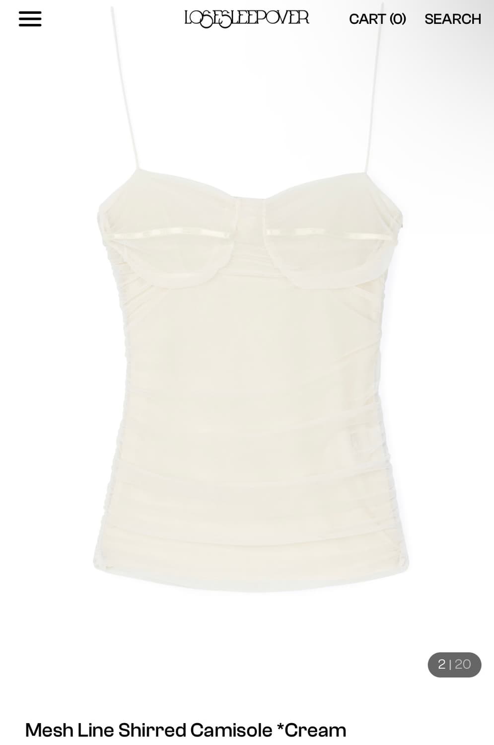 루즈슬립오버) Mesh Line Shirred Camisole Cream 상품이미지2
