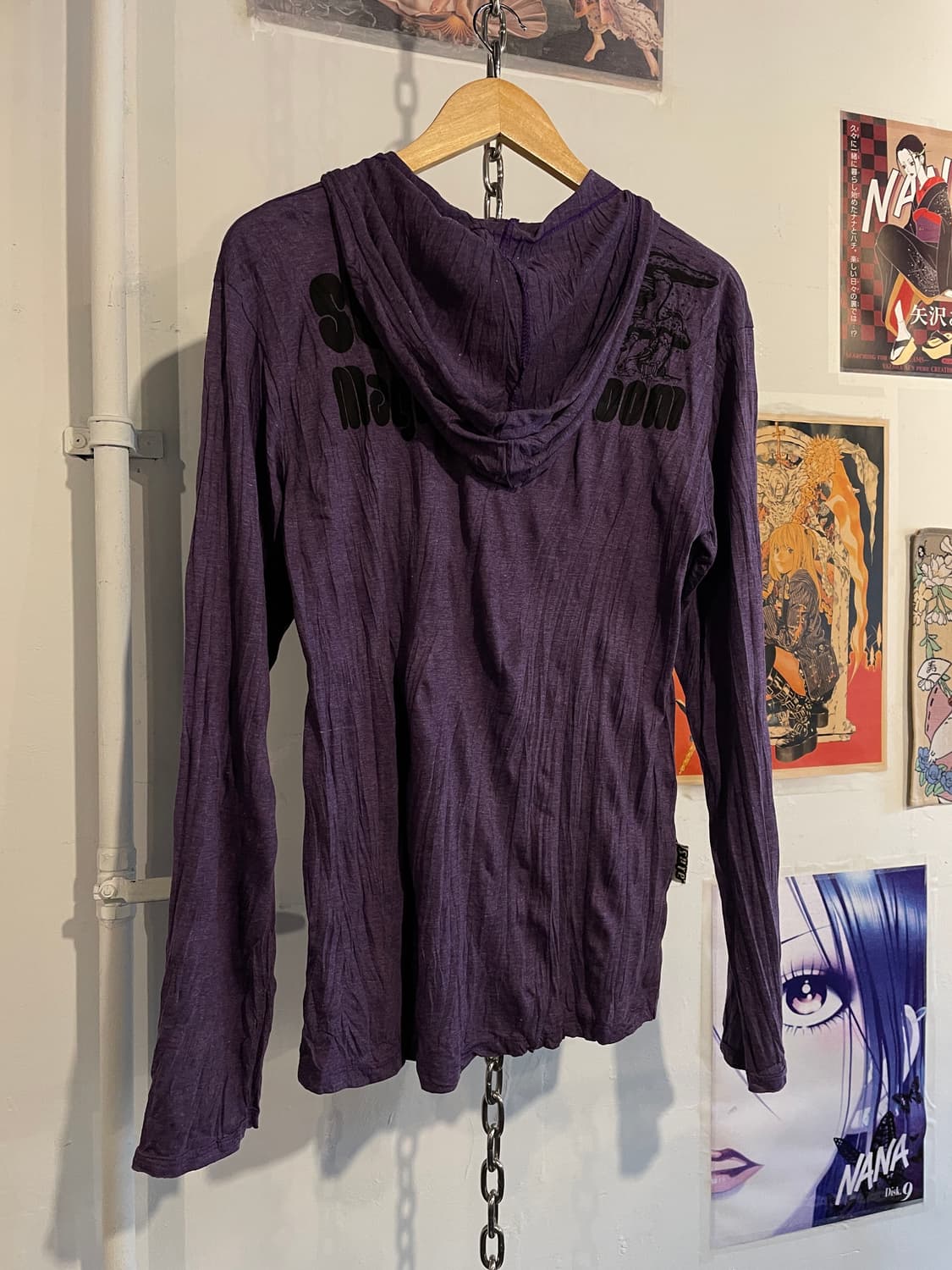 버섯 프린팅 퍼플 후드티 히피 상품이미지4