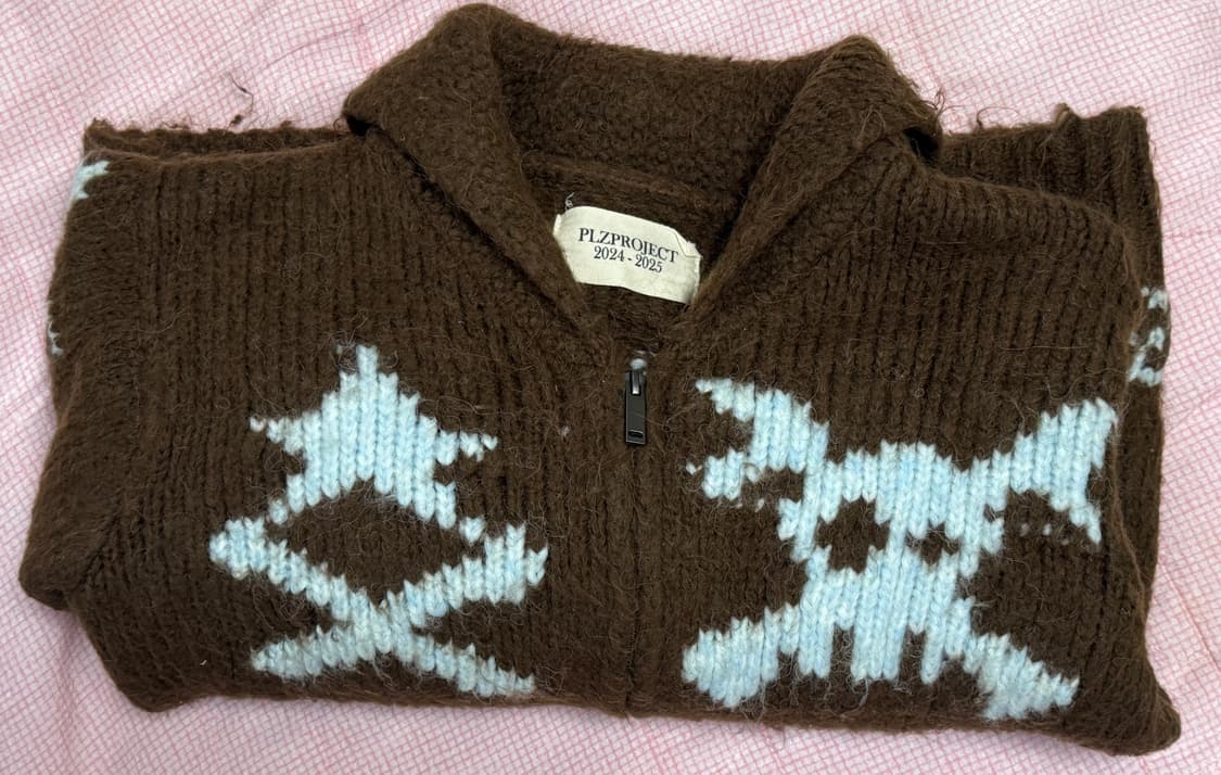 플리즈프로젝트 해골 별 니트 집업 상품이미지4