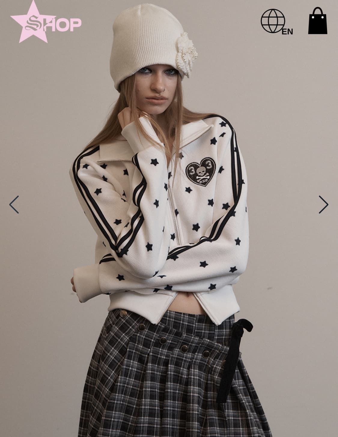 셋업이엑스이  STAR SPORTY ZIP-UP / WHITE 상품이미지4