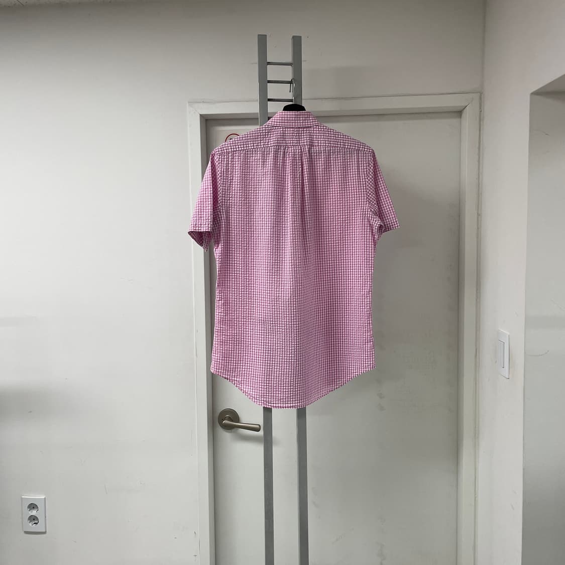 폴로 시어서커 체크 반팔 셔츠 핑크 S 상품이미지5